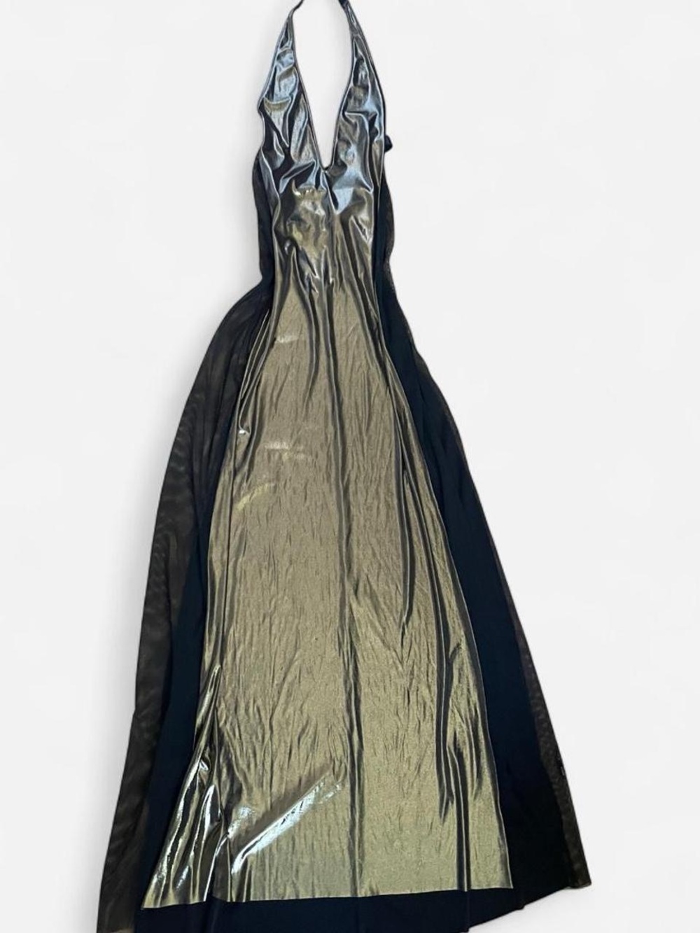Vintage Victoria's Secret Liquid Metallic Gold Mesh Maxi Gown - S